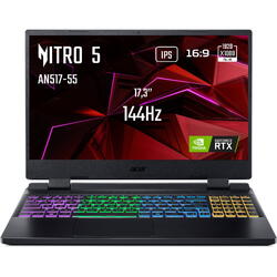 Laptop Gaming Acer Nitro 5 AN517-55, 17.3 inch FHD IPS 144Hz, Intel Core i7-12650H, 16GB DDR5, 1TB SSD, GeForce RTX 4060 8GB, Black