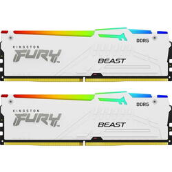 Memorie Kingston FURY Beast RGB White 32GB DDR5 6000MHz CL30 Kit Dual Channel