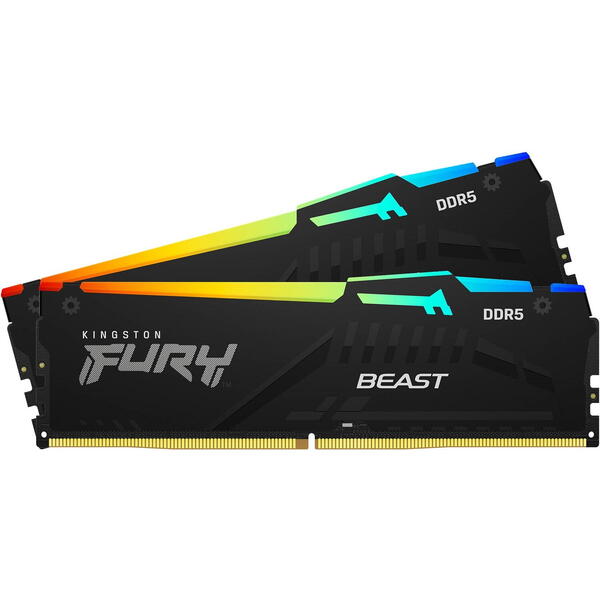 Memorie Kingston FURY Beast RGB 64GB DDR5 6400MHz CL32 Kit Dual Channel