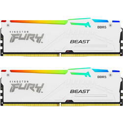Memorie Kingston FURY Beast White 32GB DDR5 6000MHz CL30 Kit Dual Channel
