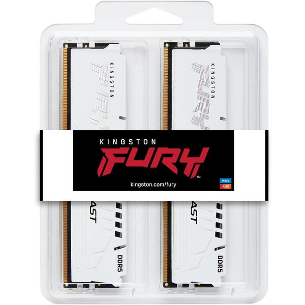 Memorie Kingston FURY Beast White 32GB DDR5 6800MHz CL34 Kit Dual Channel