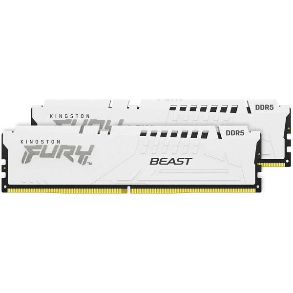 Memorie Kingston FURY Beast White 32GB DDR5 6400MHz CL32 Kit Dual Channel