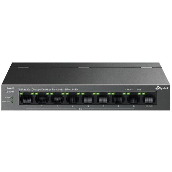 Switch TP-LINK LS109P 9 porturi 10/100 Mbps, 8-Port PoE