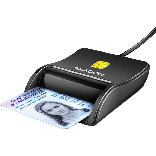 Card Reader AXAGON CRE-SM3N, USB-A, Cititor de carduri Smart Card Flat Reader