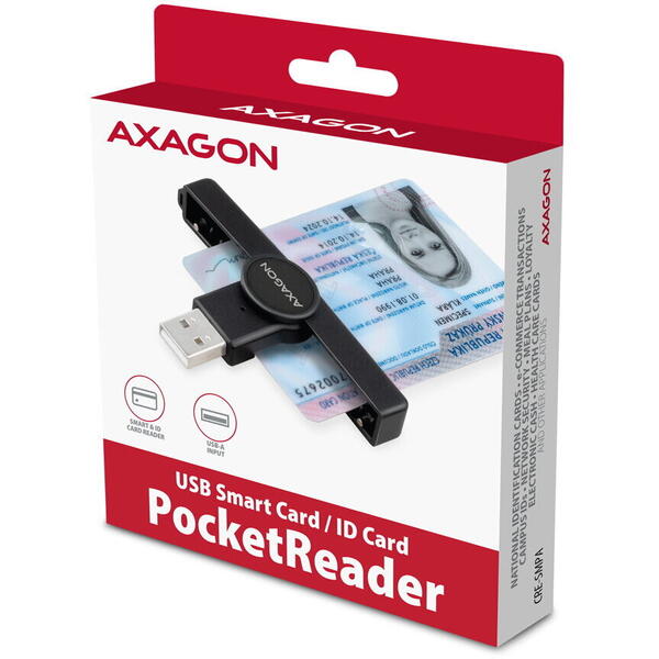Card Reader AXAGON CRE-SMPA, USB-A, Smart Card PocketReader