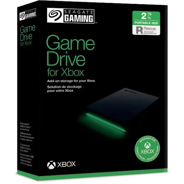 Hard Disk Extern Seagate Game Drive HDD pentru Xbox 2TB USB 3.2 Black