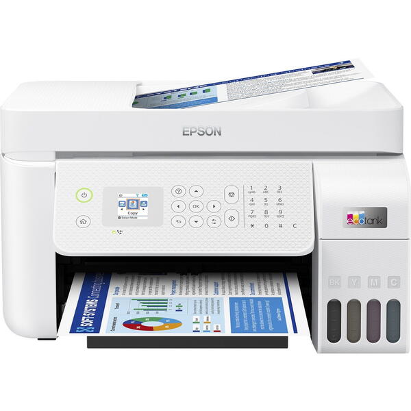 Multifunctionala Epson L5296 InkJet CISS, Color, Format A4, Retea, Wi-Fi, Fax, White