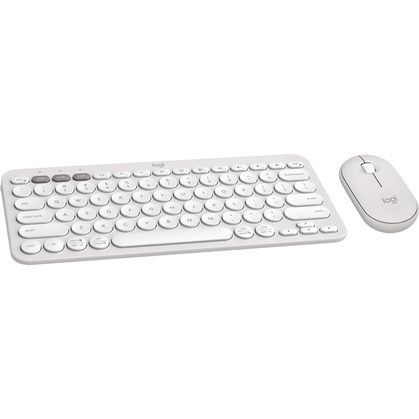 Kit Tastatura si Mouse Logitech Pebble 2 Combo, Bluetooth, Tonal White