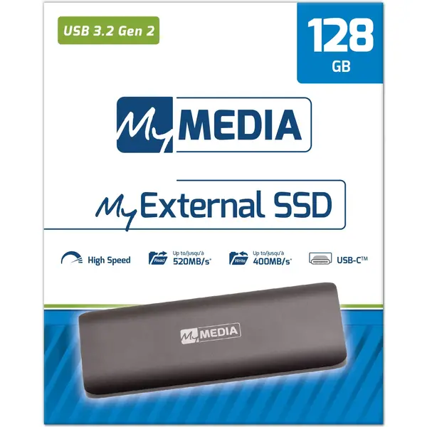 SSD Verbatim MyMedia, 128GB, USB-C, Black