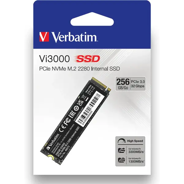 SSD Verbatim Vi3000, 256GB, PCI Express 3.0 x 4, M.2 22080