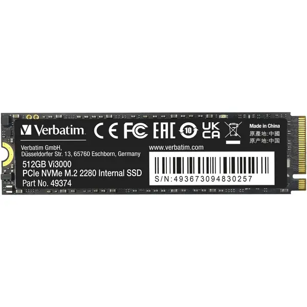 SSD Verbatim Vi3000, 512GB, PCI Express 3.0 x 4, M.2 22080