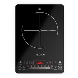 Plita portabila cu inductie Tesla IC400B, 2000W, 25x25cm, 8 niveluri putere, 9 programe gatire, senzor touch control, Sticla, Negru
