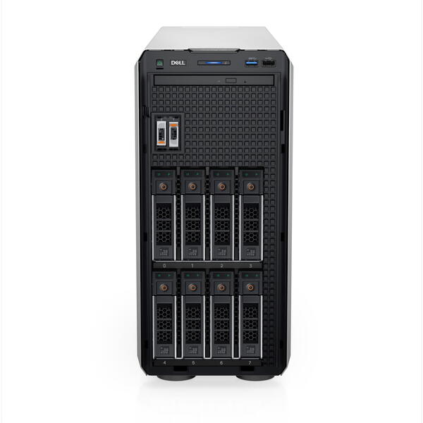 Server Brand Dell PowerEdge T350, Intel Xeon E-2334 3.4GHz, 16GB UDIMM RAM, 1x 480GB SATA 6G SSD, PERC H355, 8x Hot Plug LFF