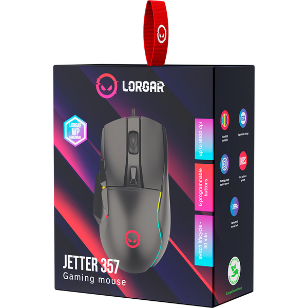 Mouse gaming LORGAR Jetter 357 RGB Black