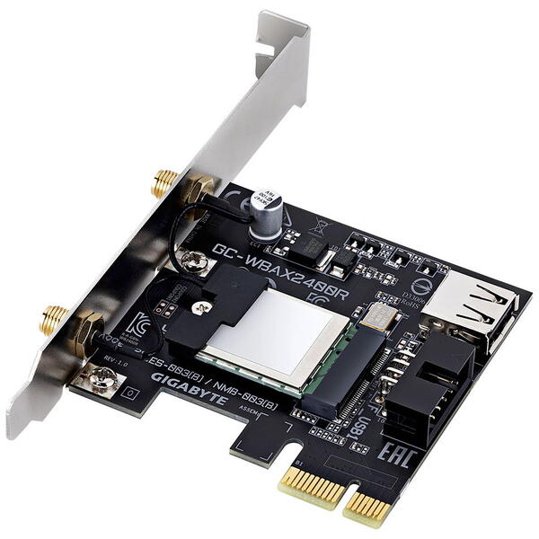 Placa de retea Wireless Gigabyte AORUS GC-WBAX2400R, Wi-Fi 6E, PCI Express x1