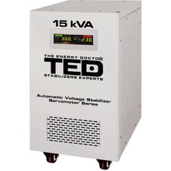 Stabilizator de tensiune TED Electric monofazat cu ServoMotor 12KW, sinusoidala pura, ecran LCD