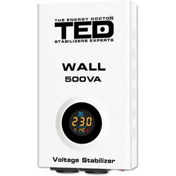 Stabilizator de tensiune TED Electric monofazat 300W 230V cu 2 iesiri Schuko, sinusoidala pura, ecran LCD