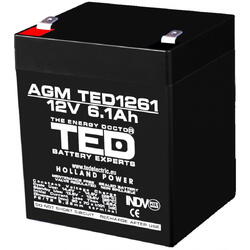 Acumulator UPS TED Electric 12V Stationar VRLA, 6.1Ah F2