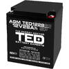 Acumulator UPS TED Electric 12V Stationar VRLA,  28Ah M6