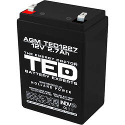 Acumulator UPS TED Electric 12V Stationar VRLA, 2.7Ah