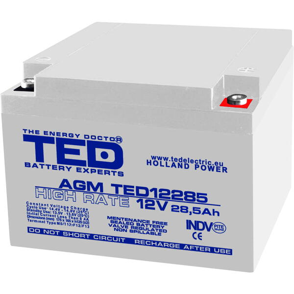 Acumulator UPS TED Electric 12V High Rate, 28.5Ah M5