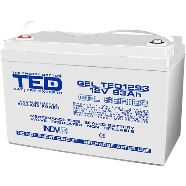 Acumulator TED Electric 12V GEL Deep Cycle Solar, 93Ah M8