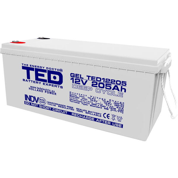 Acumulator TED Electric 12V GEL Deep Cycle Solar,205Ah M8