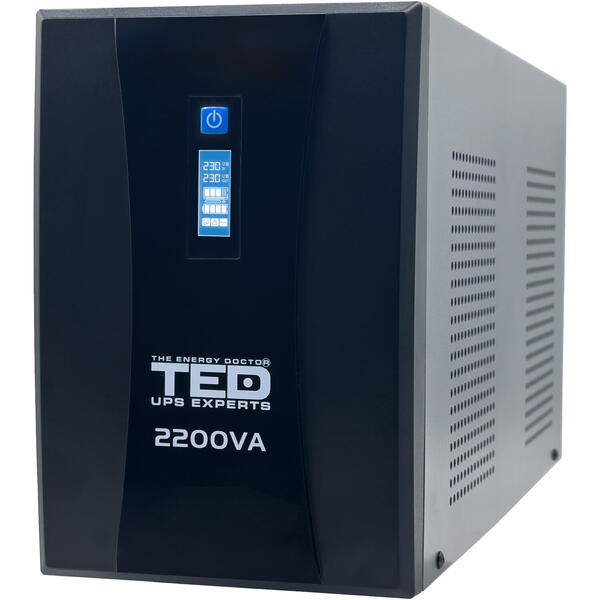 UPS TED Electric 2200VA, 1250W, AVR, Management, 3x Schuko, Ecran LCD