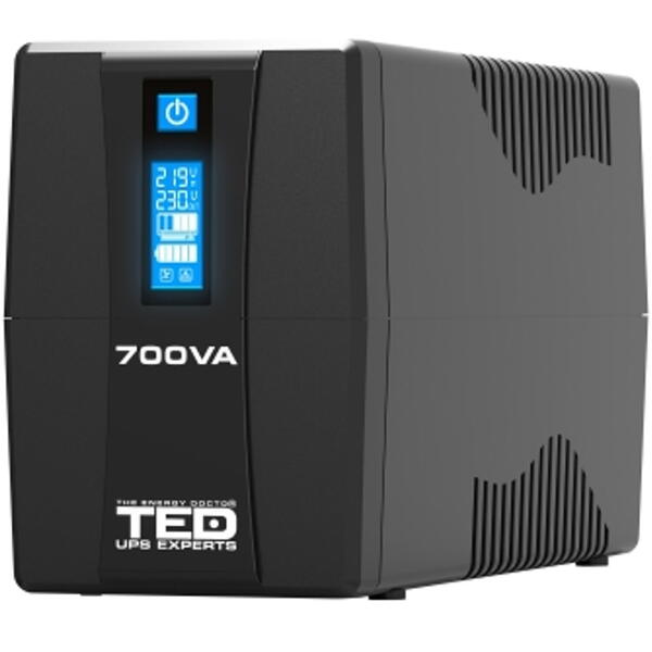 UPS TED Electric 700VA, 400W, AVR, Management, 2x Schuko, Ecran LCD