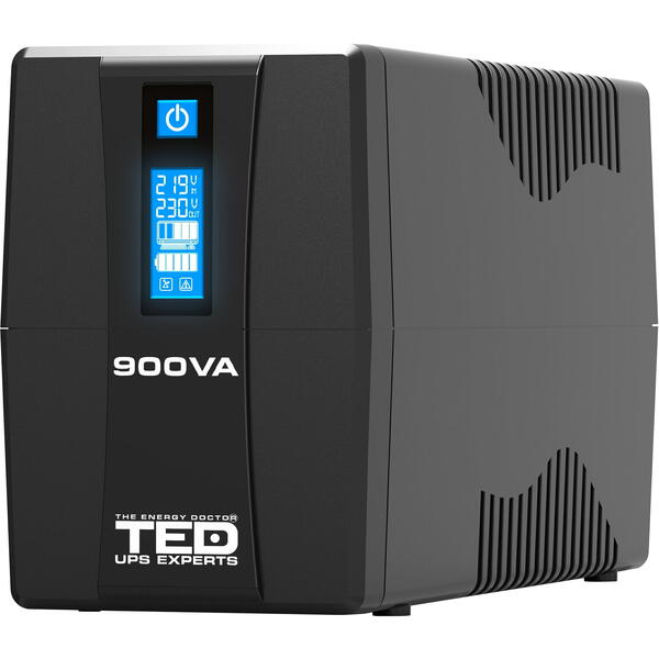 UPS TED Electric 900VA, 500W, AVR, Management, 2x Schuko, Ecran LCD