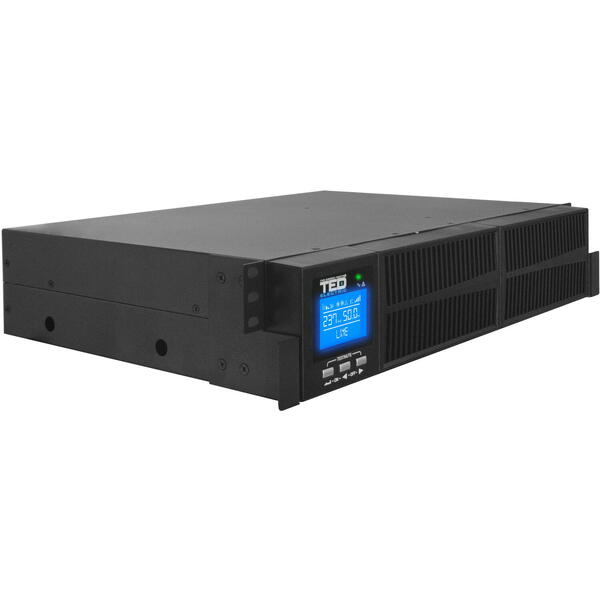 UPS TED Electric Rackabil 2U 1000VA 900W, Online Dubla Conversie, Management