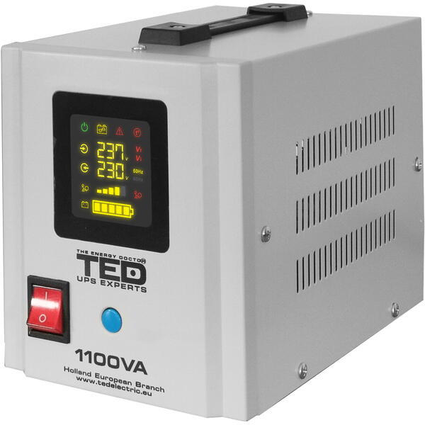 UPS TED Electric Pentru Centrala, 1100VA 700W cu Ecran LCD fara Baterie 12V