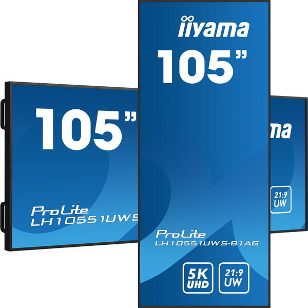 Monitor LED IIyama ProLite LH10551UWS-B1AG, 105inch, 5K, 8ms, Black