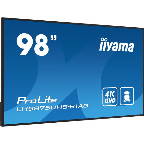 Display Profesional IIyama ProLite LH9875UHS-B1AG, 98 inch, UHD IPS, 4K, 8ms, Black