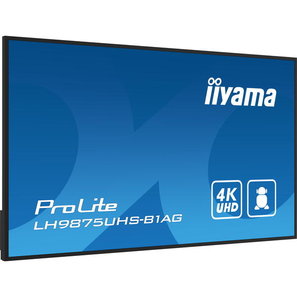 Display Profesional IIyama ProLite LH9875UHS-B1AG, 98 inch, UHD IPS, 4K, 8ms, Black