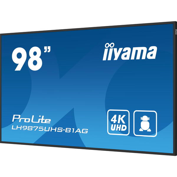 Display Profesional IIyama ProLite LH9875UHS-B1AG, 98 inch, UHD IPS, 4K, 8ms, Black