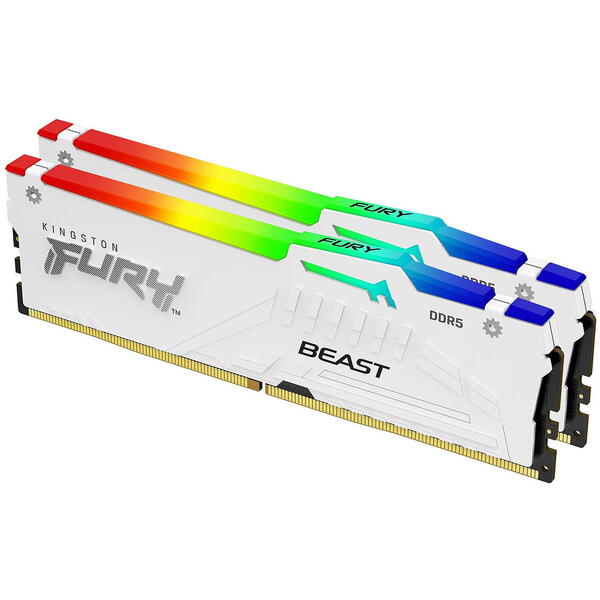 Memorie Kingston FURY Beast RGB White 32GB DDR5 5600MHz CL40 Kit Dual Channel