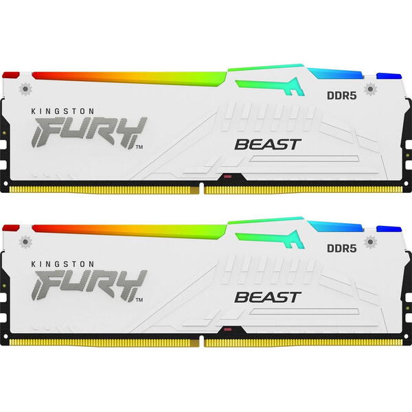 Memorie Kingston FURY Beast RGB White 32GB DDR5 5600MHz CL40 Kit Dual Channel