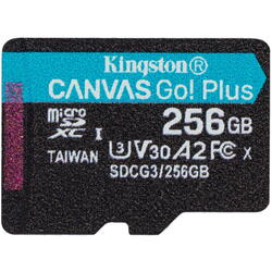 Kingston Micro SDXC Canvas GO Plus, 256GB, Clasa 10, UHS-I