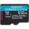 Kingston Micro SDXC Canvas GO Plus, 512GB, Clasa 10, UHS-I