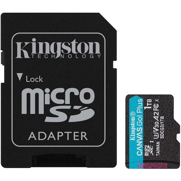 Kingston Micro SDXC Canvas GO Plus, 1TB, Clasa 10, UHS-I + Adaptor