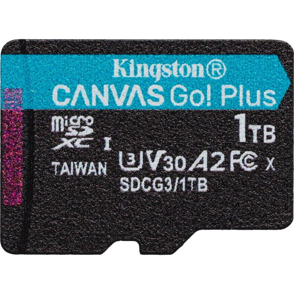 Kingston Micro SDXC Canvas GO Plus, 1TB, Clasa 10, UHS-I + Adaptor