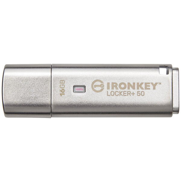 Memorie USB Kingston IronKey Locker+ 50 16GB USB 3.2 Silver