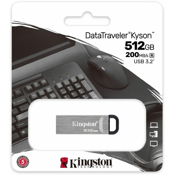 Memorie USB Kingston DataTraveler Kyson 512GB USB 3.2 Stylish Capless Metal Casing