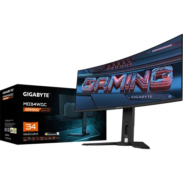 Monitor Gaming Gigabyte MO34WQC2 Curbat 34 inch UWQHD QD-OLED 0.03 ms 240 Hz USB-C HDR