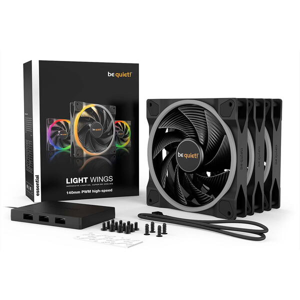 Ventilator PC be quiet! LIGHT WINGS RGB 140mm PWM High-Speed Three Fan Pack