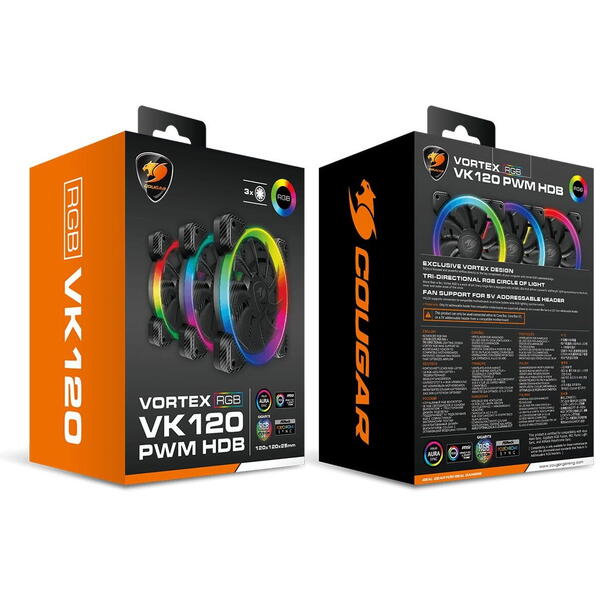 Ventilator PC Cougar VORTEX VK120 ARGB Pack 3 bucati