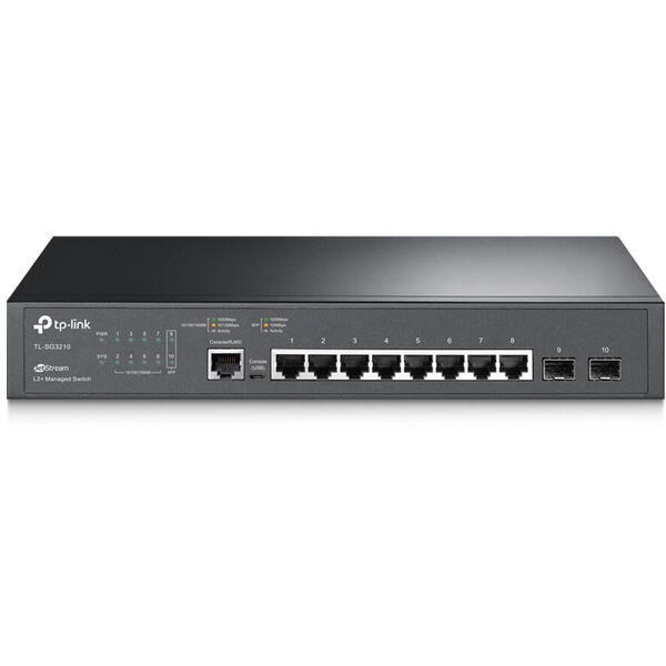 Switch TP-LINK SG3210 management L2+, 8 Porturi Gigabit, 2 x SFP Gigabit