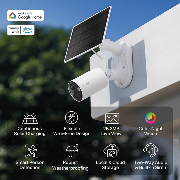 Camera IP TP-LINK Tapo C410 Kit Exterior cu acumulatori, IP65,IR 15 m, Lentila fixa 3.17 mm, 3 Mpx 2K, Microfon + Panou Solar