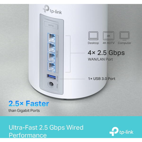 Router Wireless TP-LINK Deco BE65, Wi-Fi 7 BE9300 Tri-Band, 2-pack